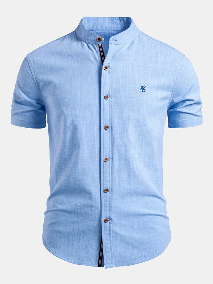 Geovari | Short Sleeve Linen-Look Shirt & Slim Tapered Trousers