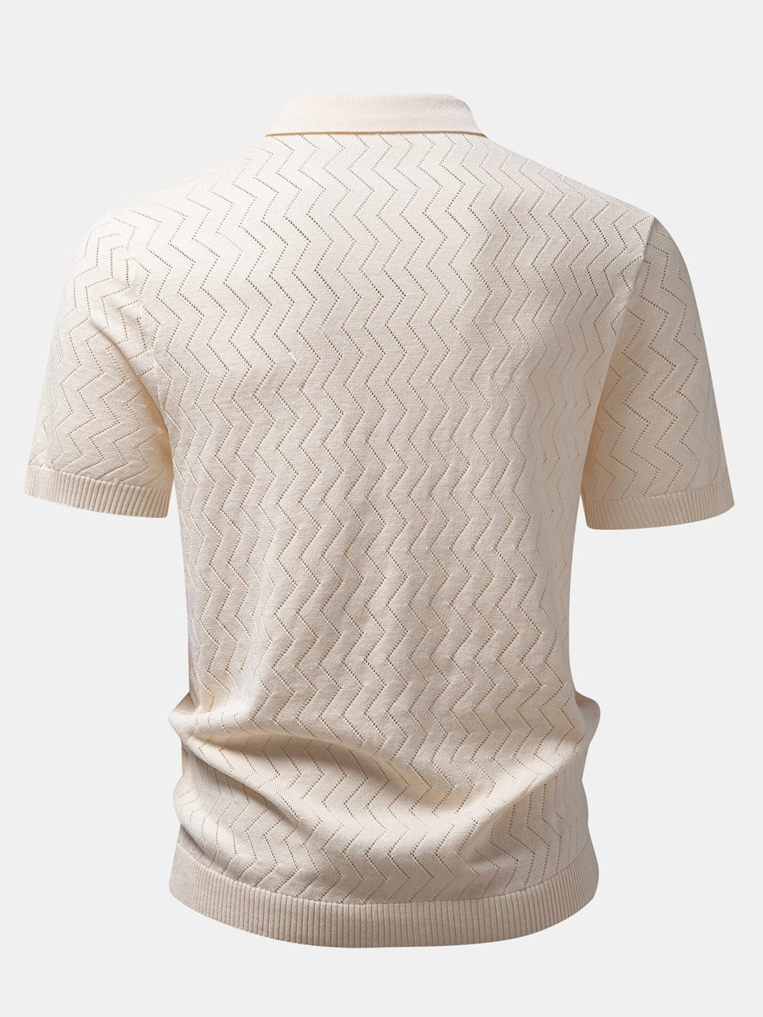 Geovari | Zig Zag Open-Knit Shirt & Straight-Leg Linen Trousers