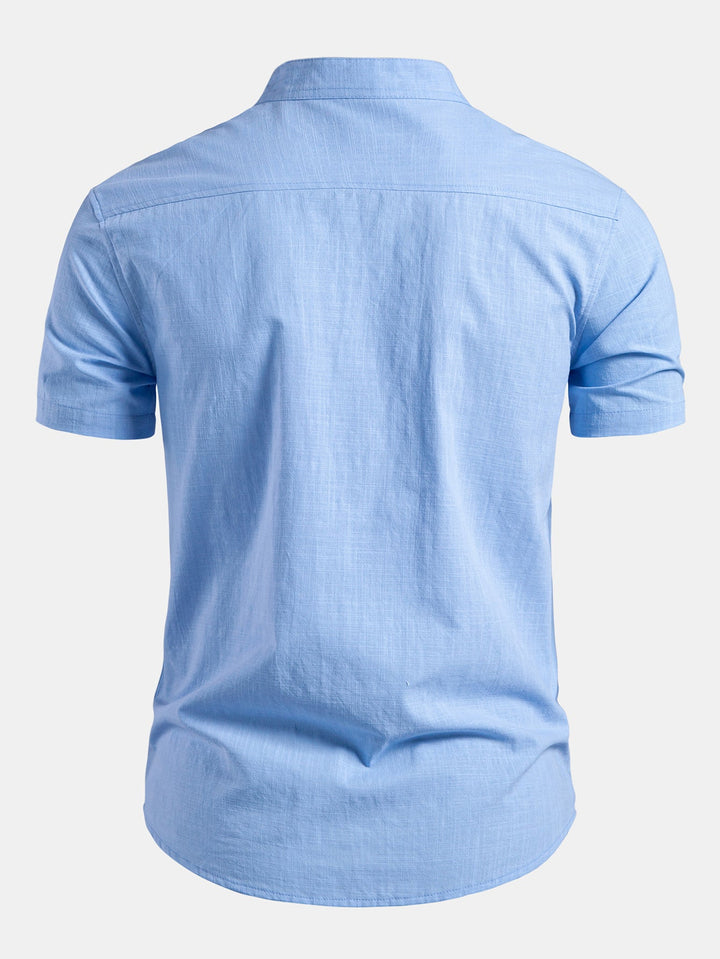 Geovari | Short Sleeve Linen-Look Shirt & Slim Tapered Trousers