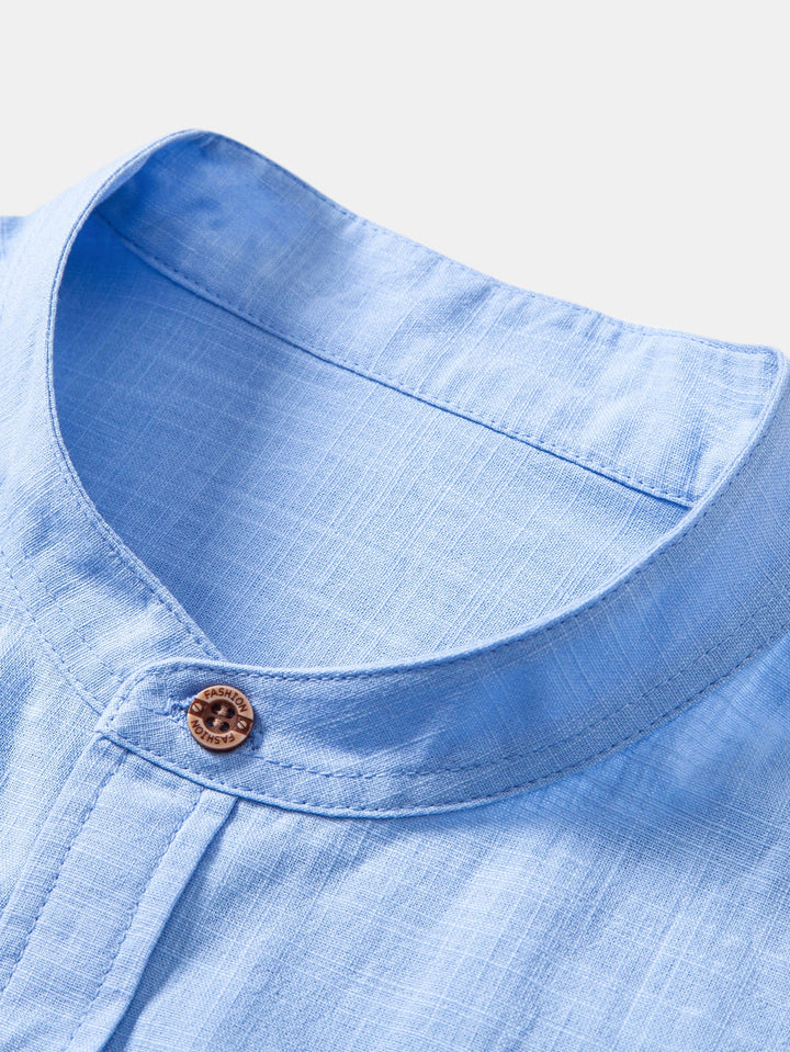 Geovari | Short Sleeve Linen-Look Shirt & Slim Tapered Trousers