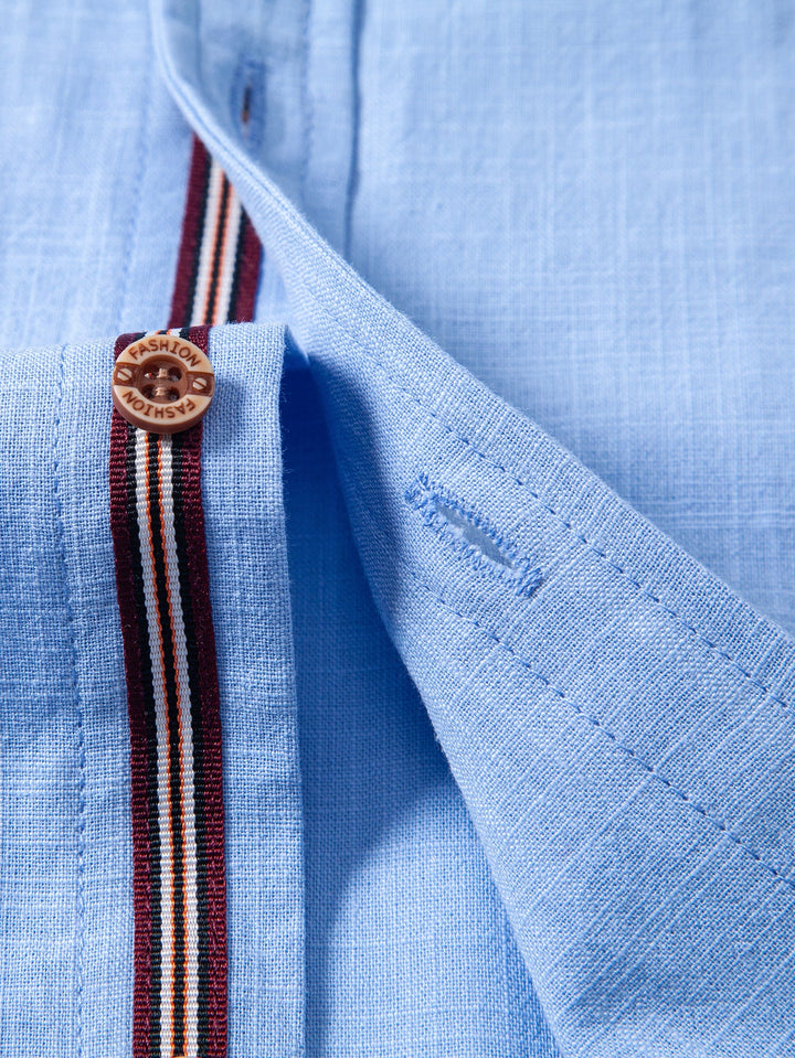 Geovari | Short Sleeve Linen-Look Shirt & Slim Tapered Trousers