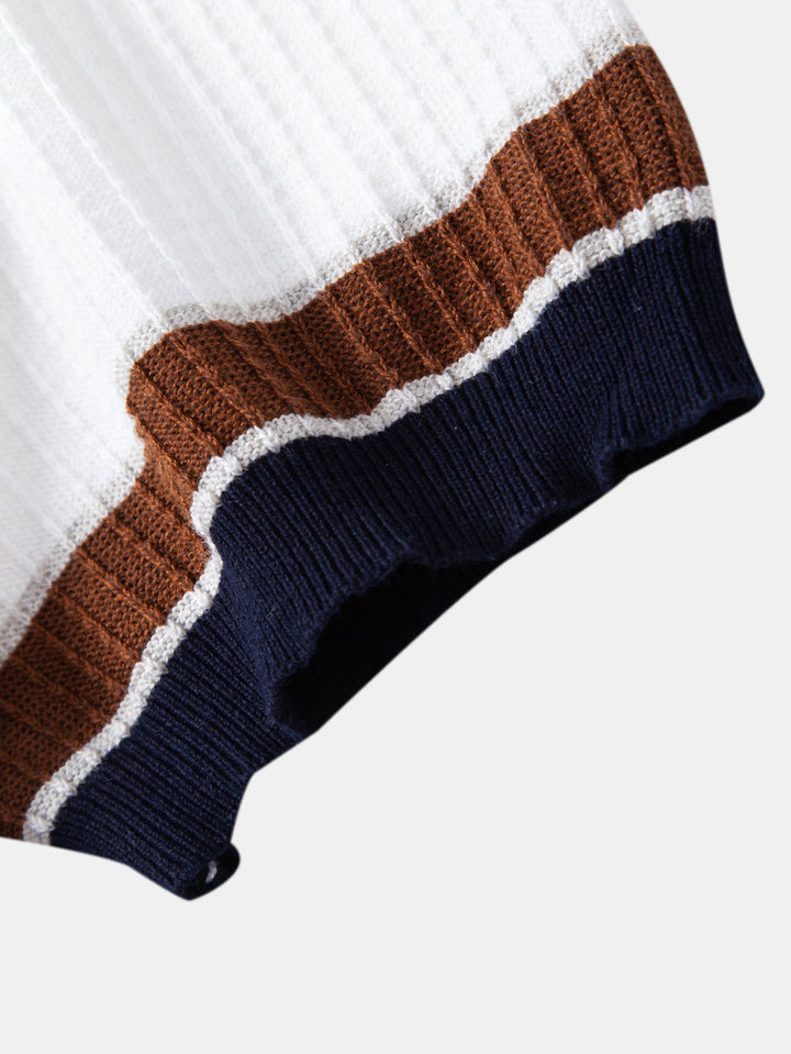 Geovari | Contrast Stripe Trim Waffle Knit Polo & Trousers