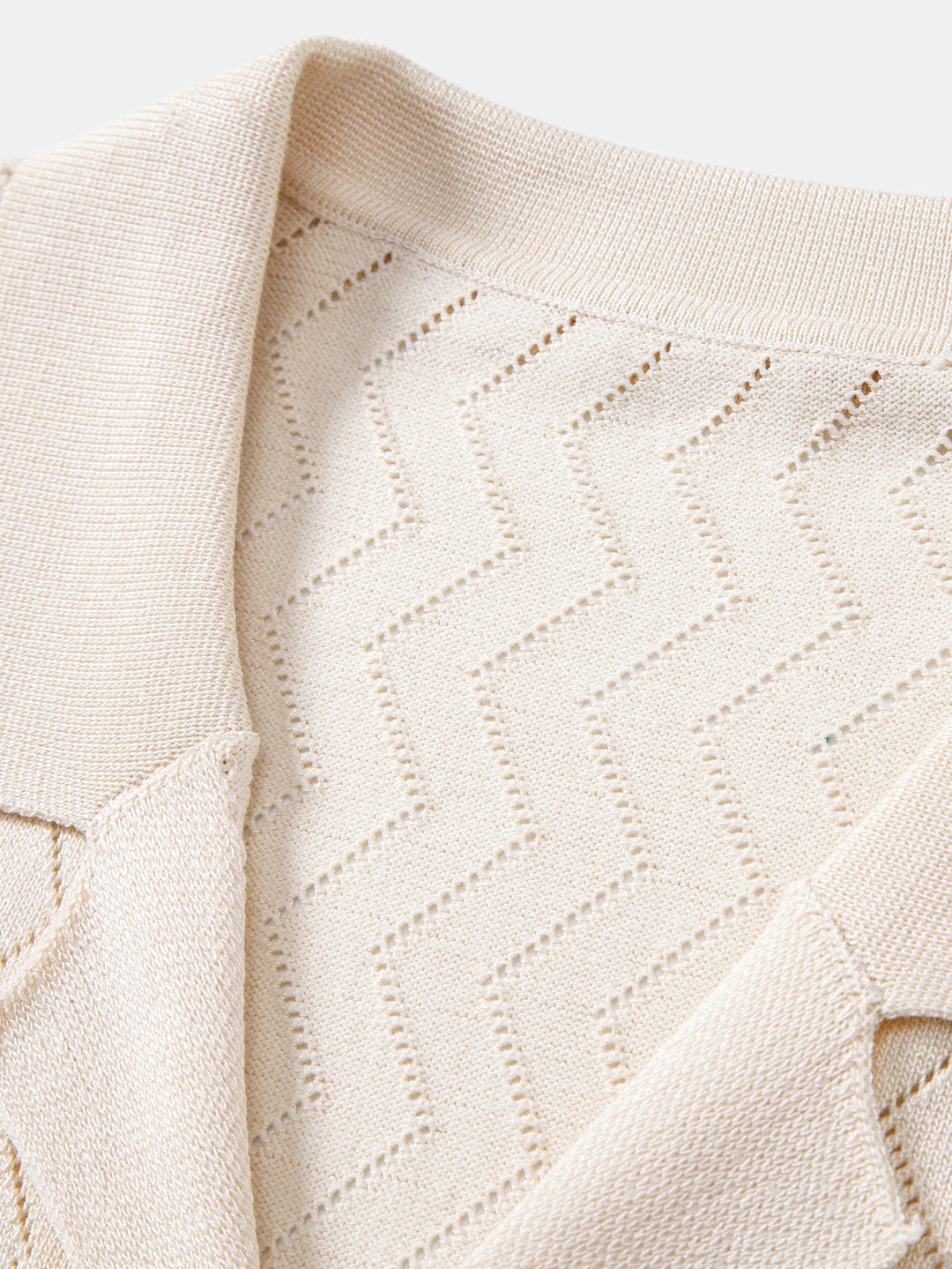 Geovari | Zig Zag Open-Knit Shirt & Straight-Leg Linen Trousers