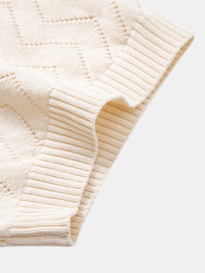 Geovari | Zig Zag Open-Knit Shirt & Straight-Leg Linen Trousers