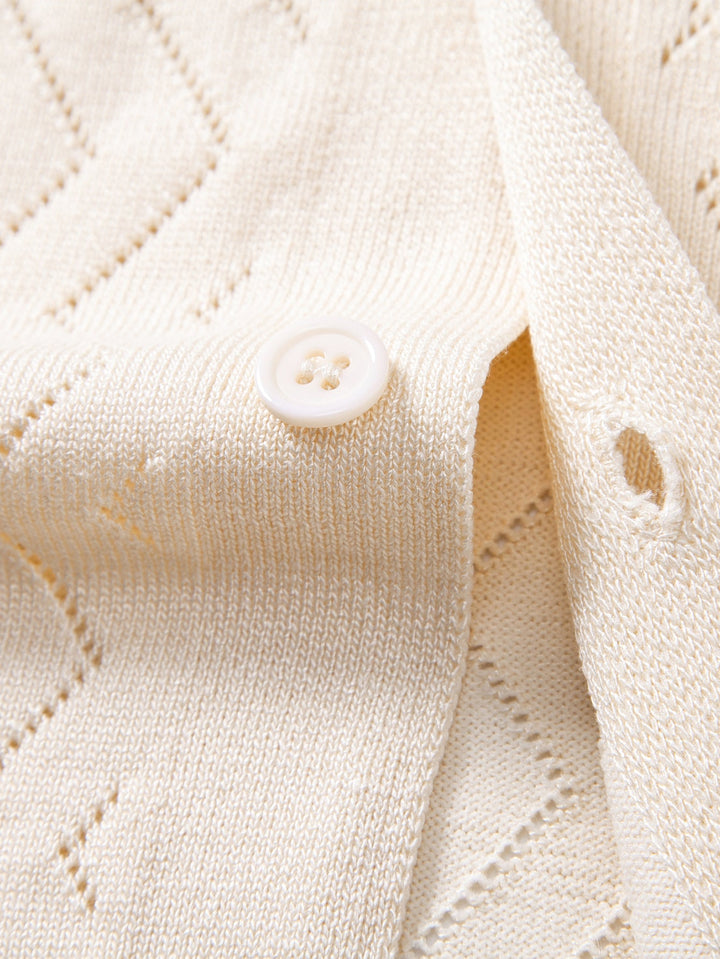 Geovari | Zig Zag Open-Knit Shirt & Straight-Leg Linen Trousers