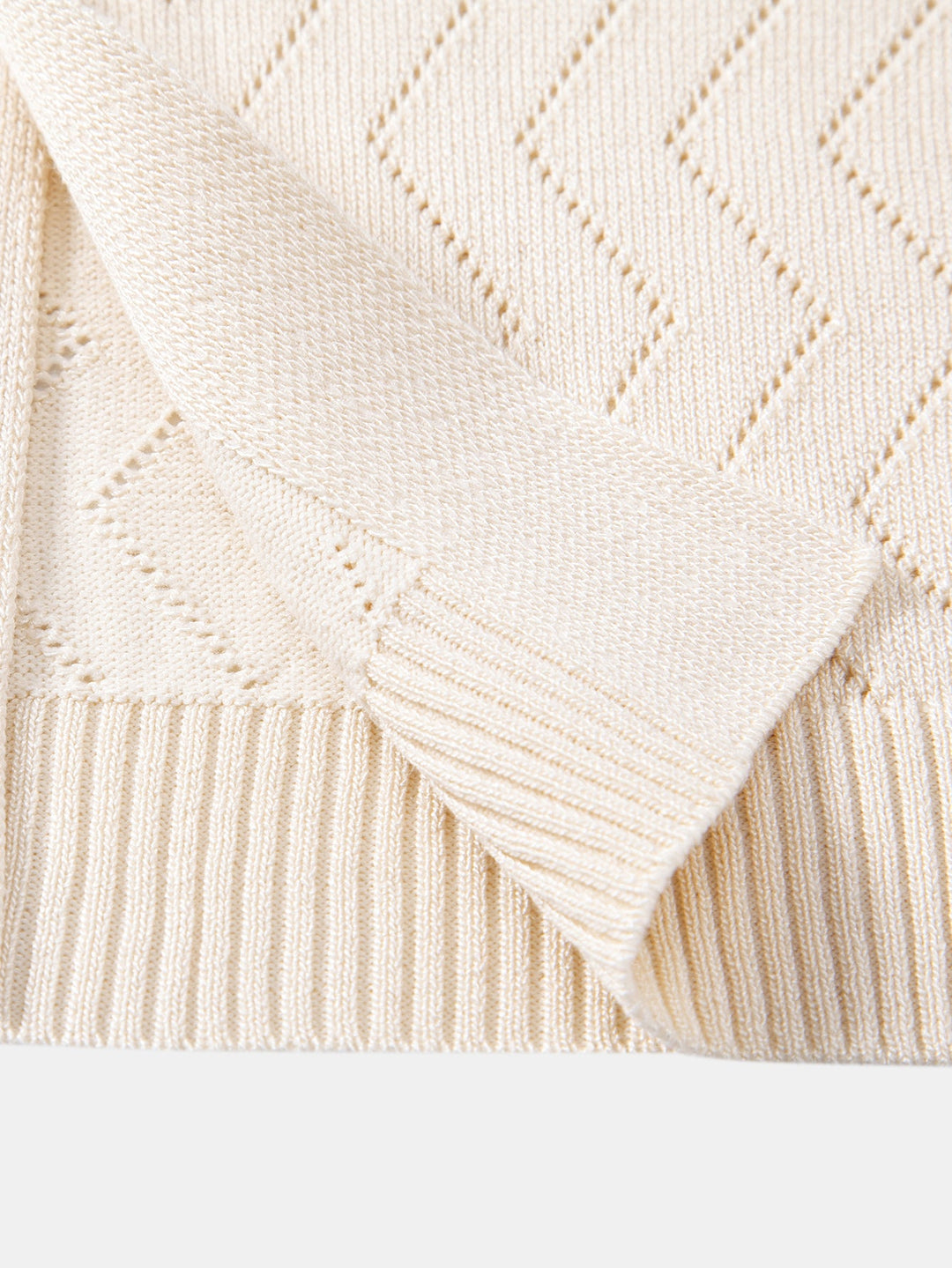 Geovari | Zig Zag Open-Knit Shirt & Straight-Leg Linen Trousers