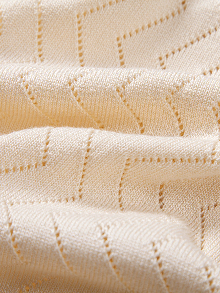 Geovari | Zig Zag Open-Knit Shirt & Straight-Leg Linen Trousers