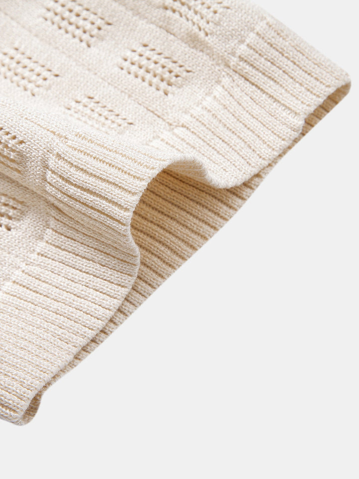 Geovari | Plaid Open-Knit Shirt & Straight-Leg Linen Trousers