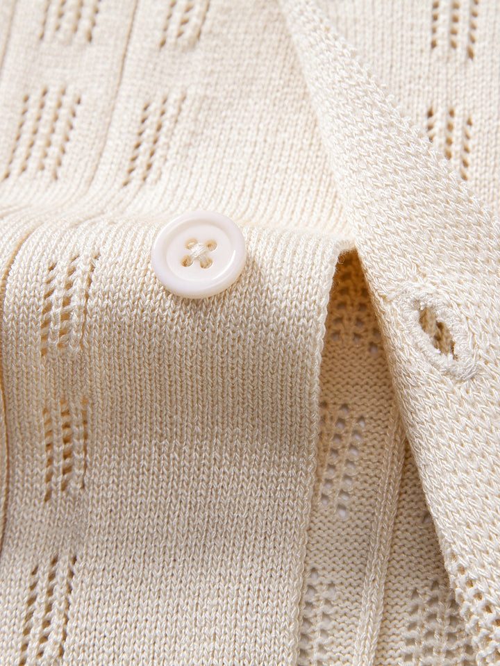 Geovari | Plaid Open-Knit Shirt & Straight-Leg Linen Trousers