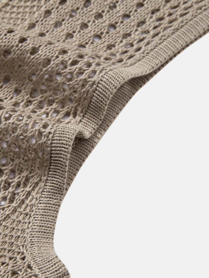 Geovari | Crocheted U-Neck Tank & Crinkle Straight-Leg Trousers
