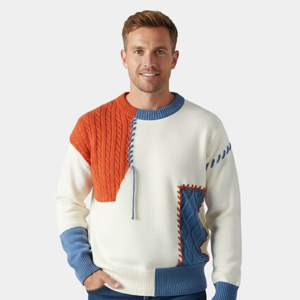 Geovari | Men’s Patchwork Knit Jumper
