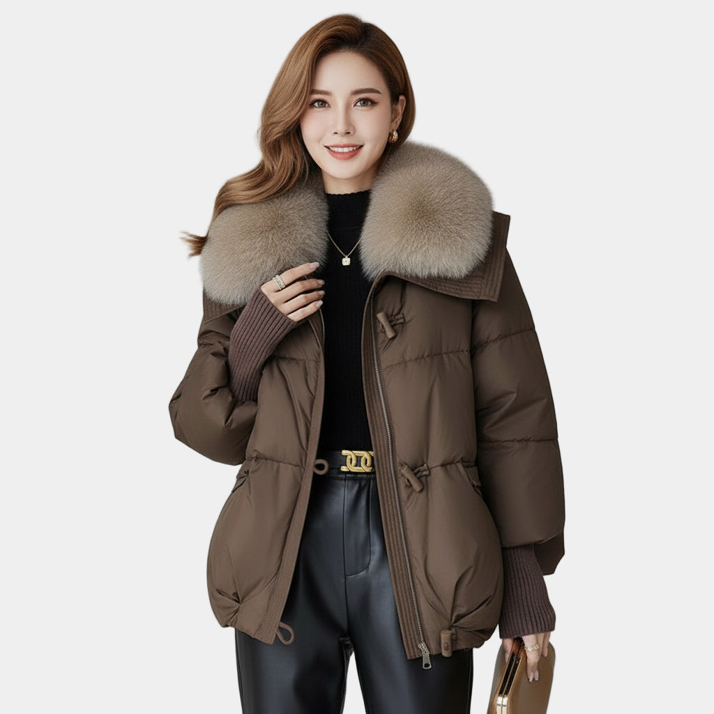 Geovari | Women’s Padded Down Winter Jacket with Fur Collar