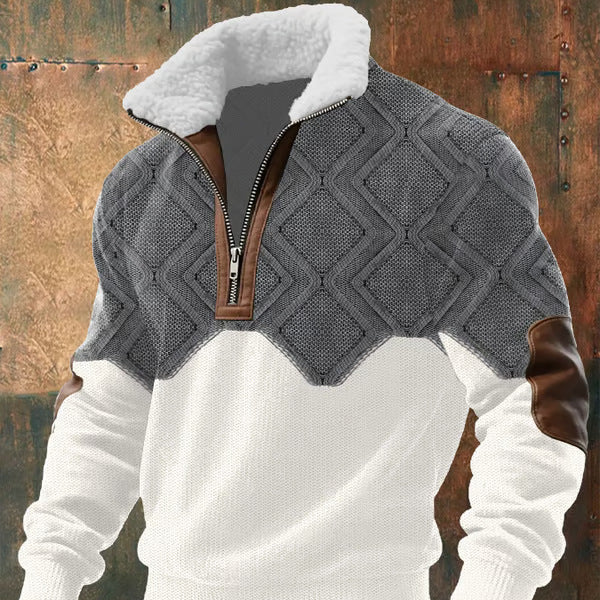 Geovari | Fleece Zip Polo Neck Jumper with High Collar