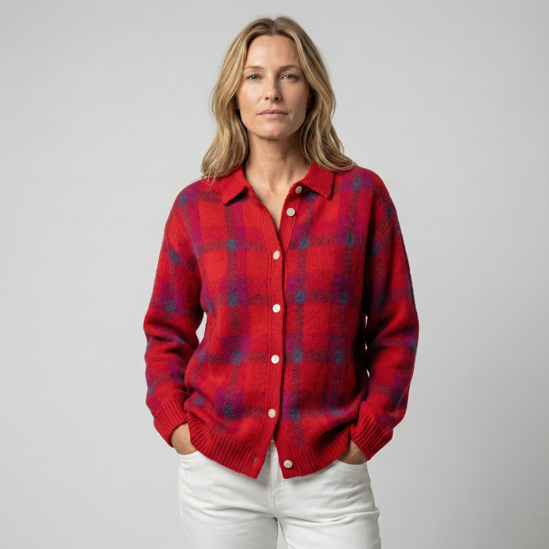 Geovari | Chequered Knit Cardigan