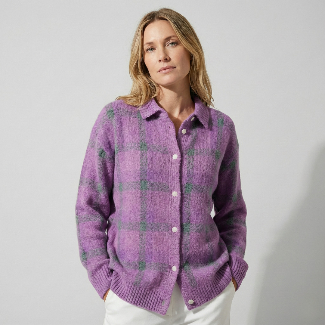 Geovari | Chequered Knit Cardigan