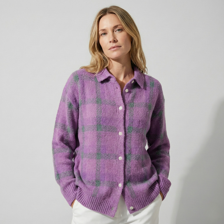 Geovari | Chequered Knit Cardigan