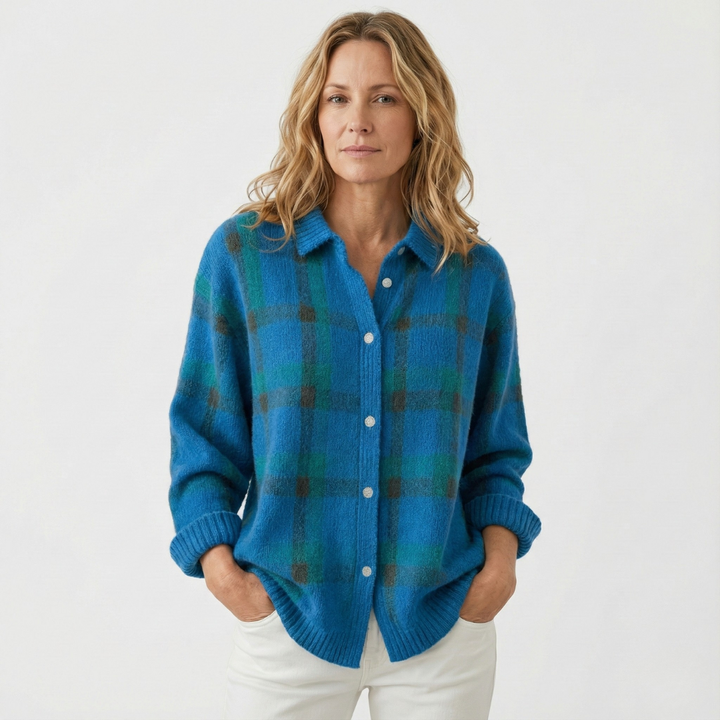 Geovari | Chequered Knit Cardigan