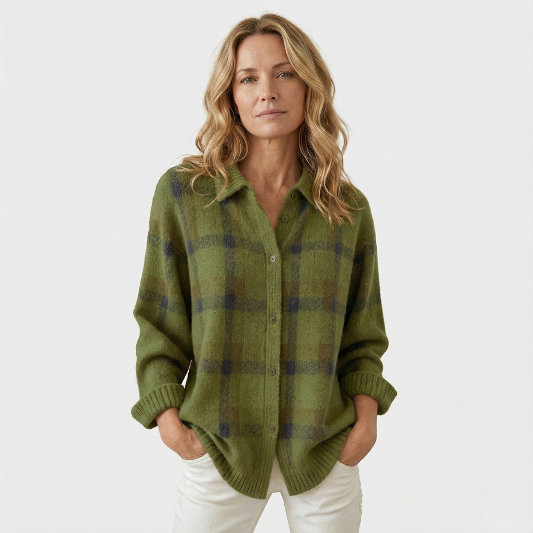 Geovari | Chequered Knit Cardigan