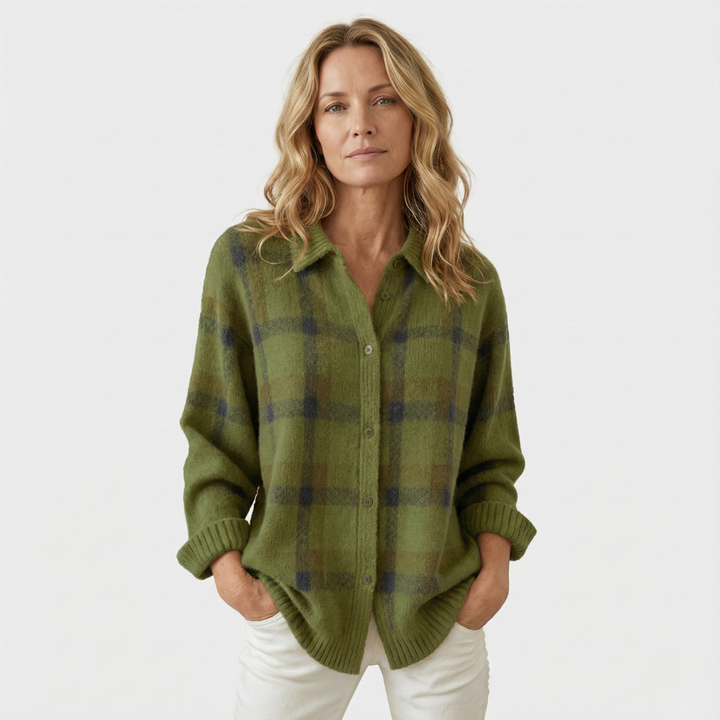 Geovari | Chequered Knit Cardigan