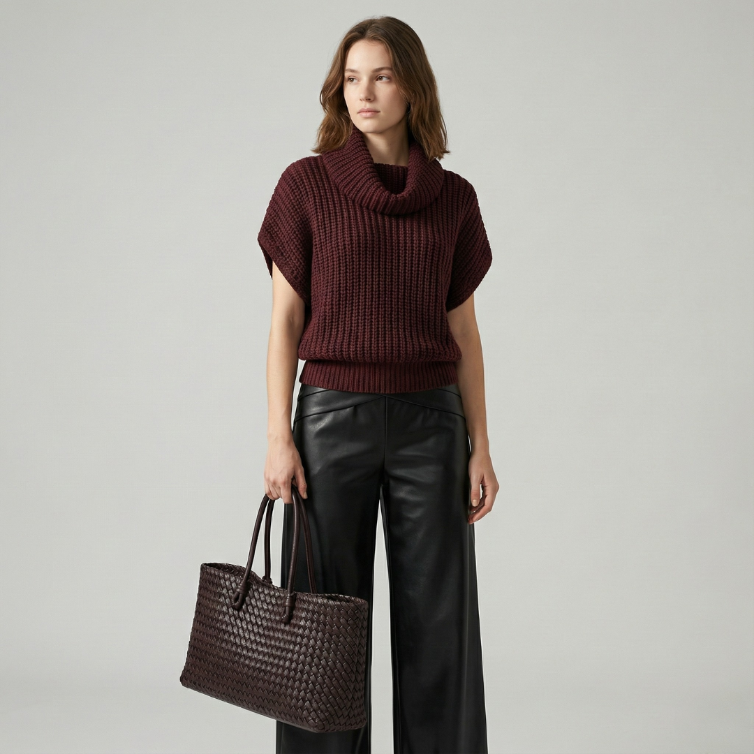 Geovari | Woven PU Leather Tote Bag