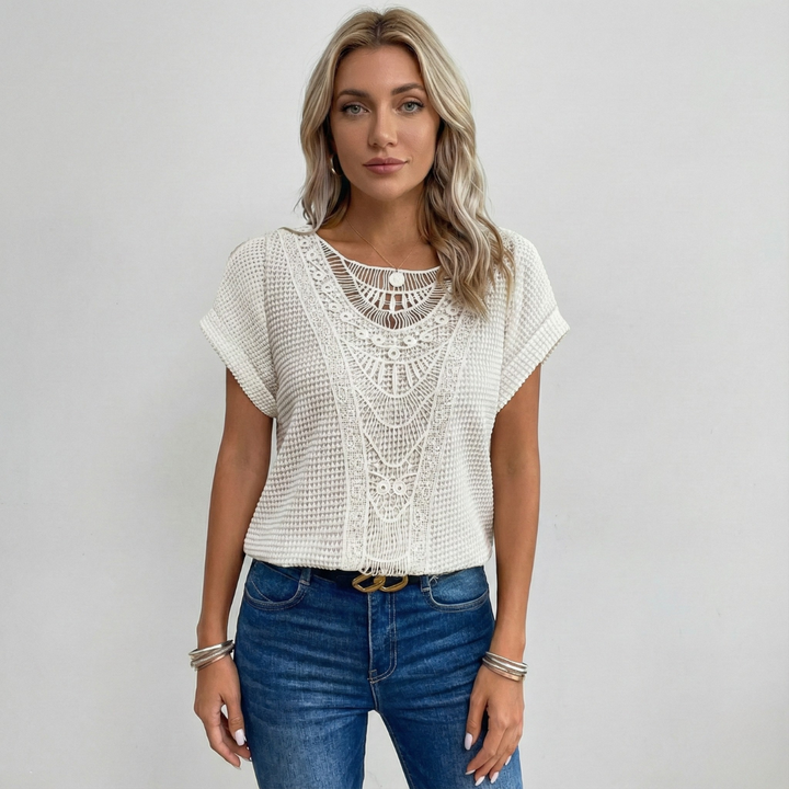 Geovari | Lace Short-Sleeved Top
