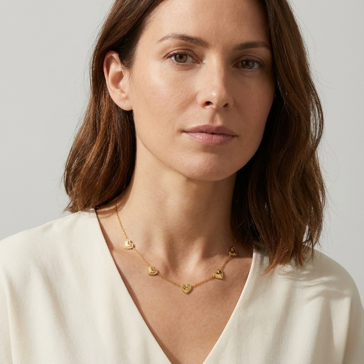 Geovari | Vintage Silver-Coloured Heart Necklace