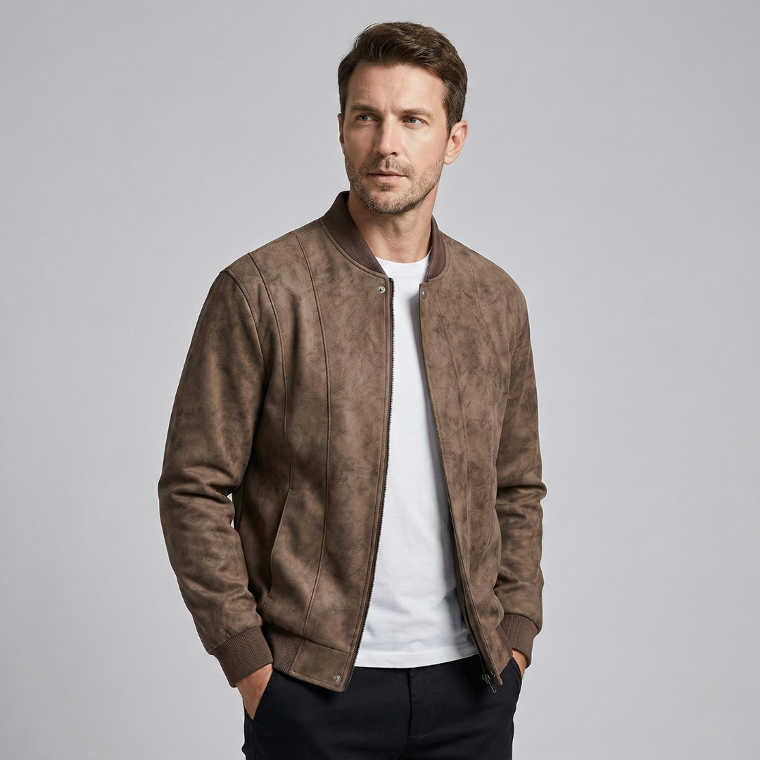 Geovari | Suede Baseball Jacket