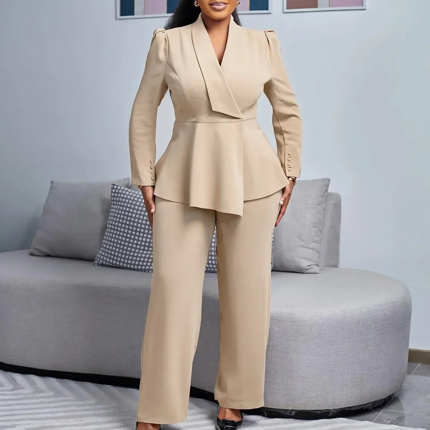 Geovari | Women's Formal Suit Set with Tailored Longline Blazer