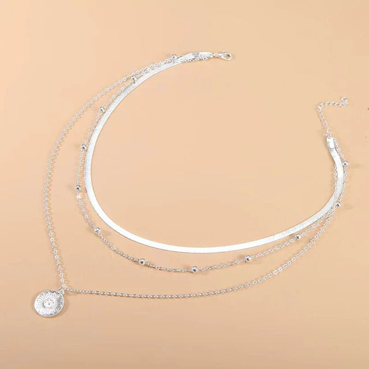 Geovari | Sterling Silver Triple-Layer Round Necklace