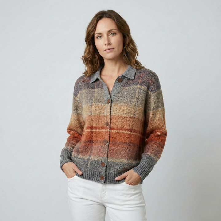 Geovari | Checked blouse in warm autumnal tones