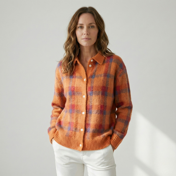 Geovari | Chequered Knit Cardigan