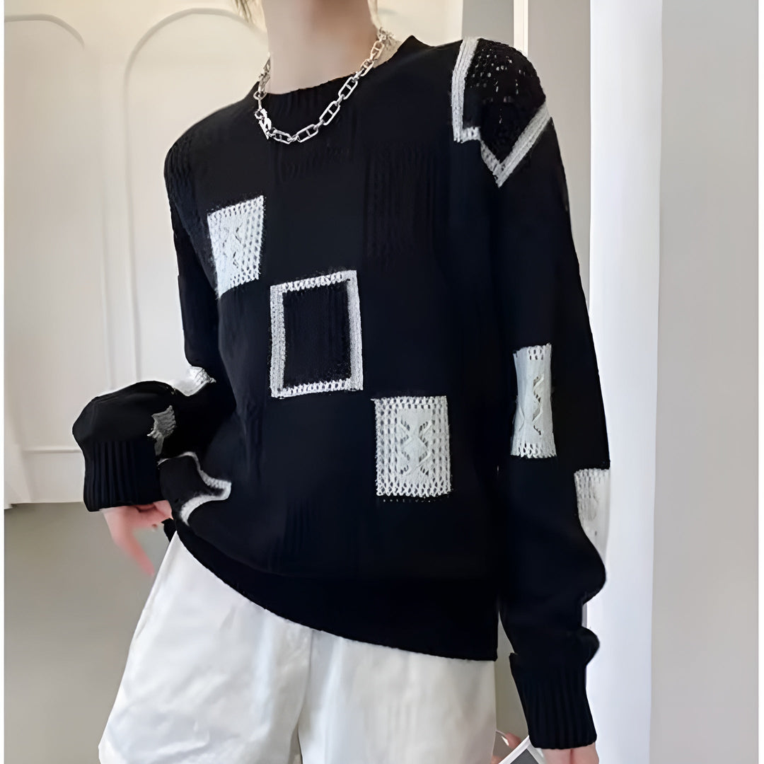 Geovari | Elegant Knitted Jumper with Geometric Detailing
