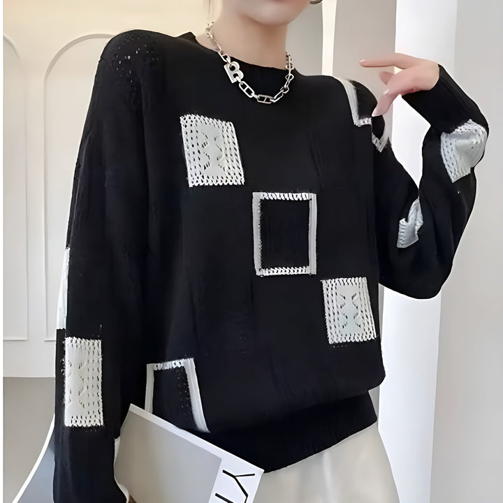 Geovari | Elegant Knitted Jumper with Geometric Detailing