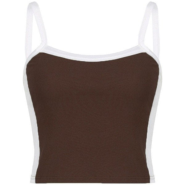 Geovari | Vintage Cropped Cami Top With Contrast Stripe
