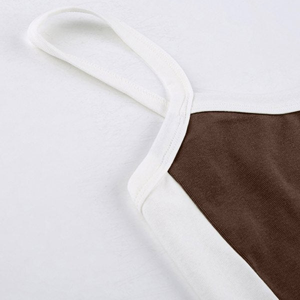 Geovari | Vintage Cropped Cami Top With Contrast Stripe