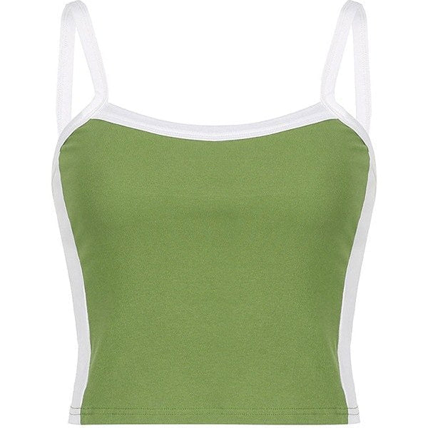 Geovari | Vintage Cropped Cami Top With Contrast Stripe