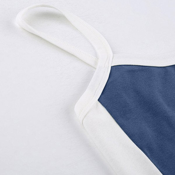 Geovari | Vintage Cropped Cami Top With Contrast Stripe