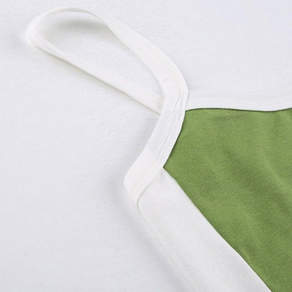 Geovari | Vintage Cropped Cami Top With Contrast Stripe