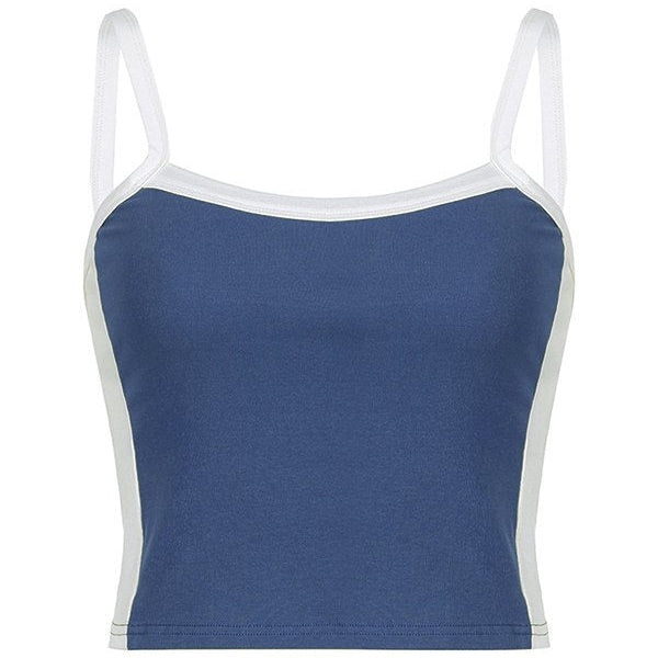 Geovari | Vintage Cropped Cami Top With Contrast Stripe