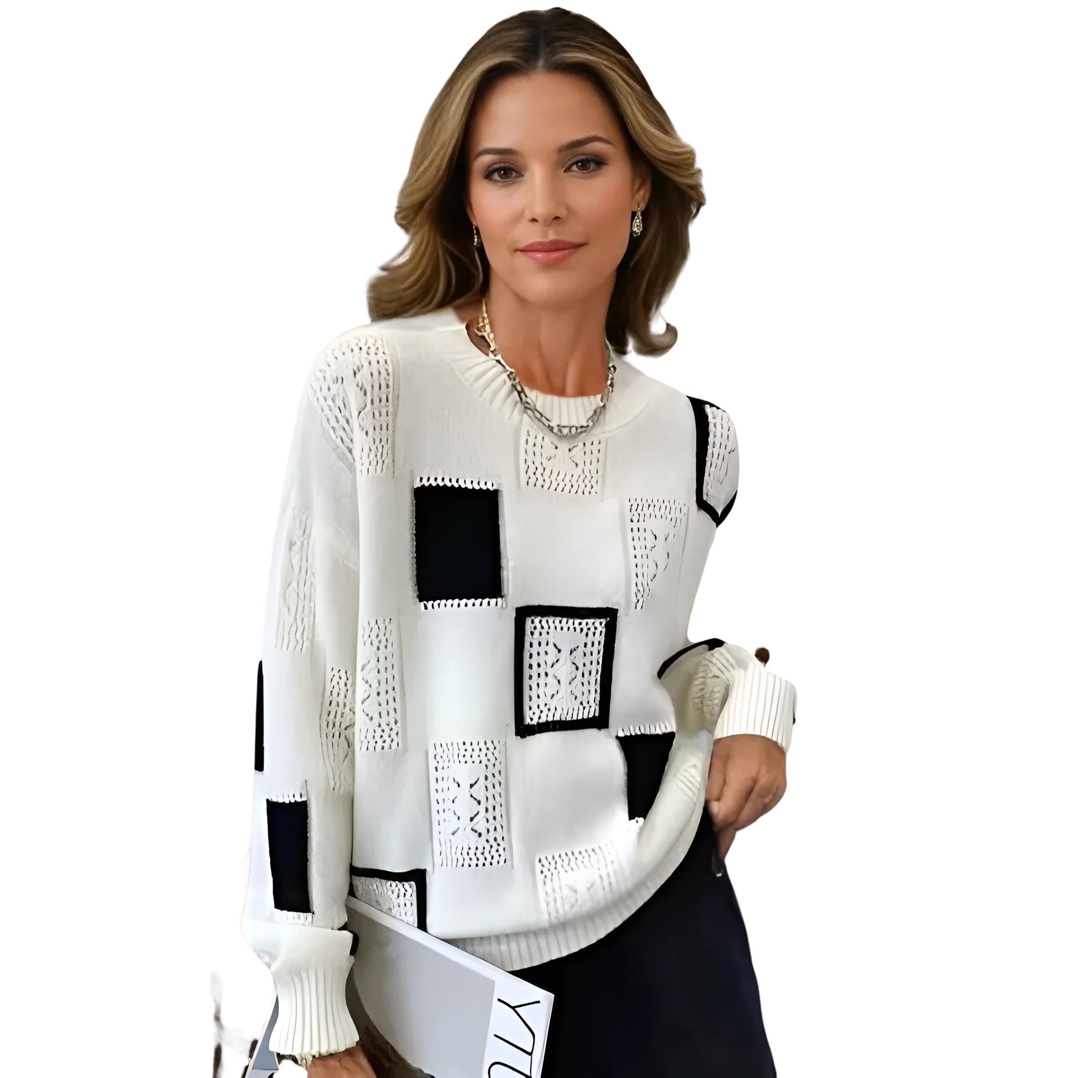 Geovari | Elegant Knitted Jumper with Geometric Detailing