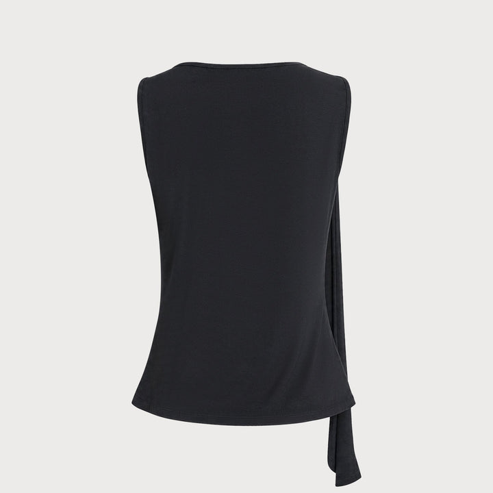 Geovari | Black Boat Neck Knit Tank Top