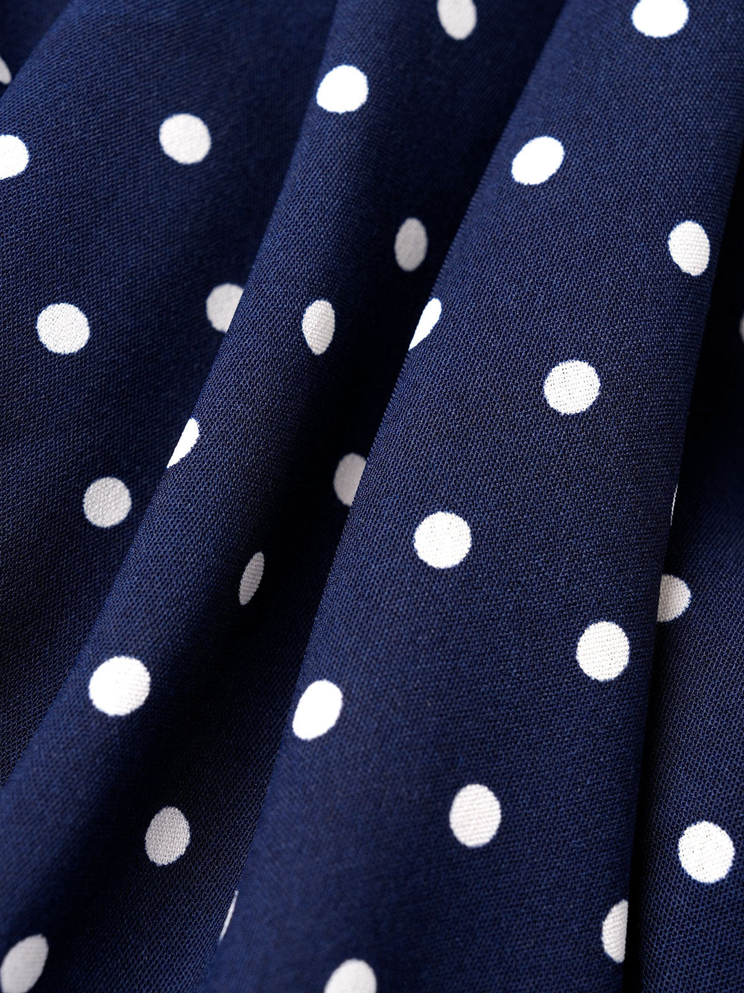 Geovari | Blue Polka-Dot Belted Midi Dress