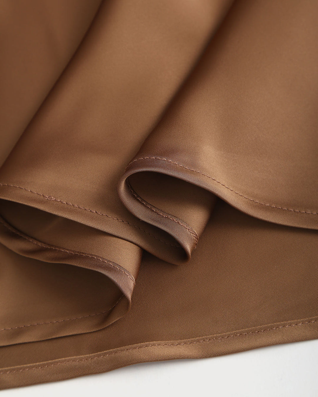 Geovari | Satin Boat-Neck Slip Midi Dress in Coffee